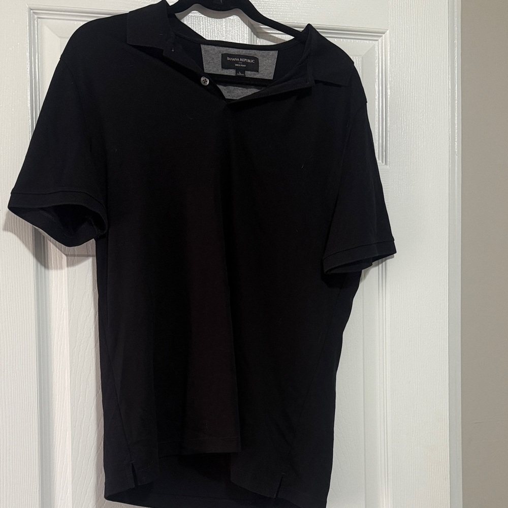 Banana Republic Black Short-Sleeve Polo
